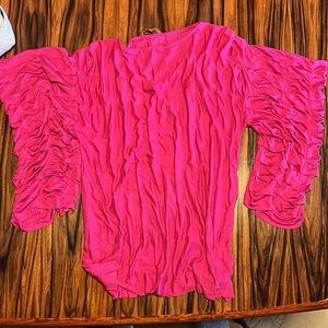 Barbie pink missoni ruched exaggerated sleeve top sz m vintage